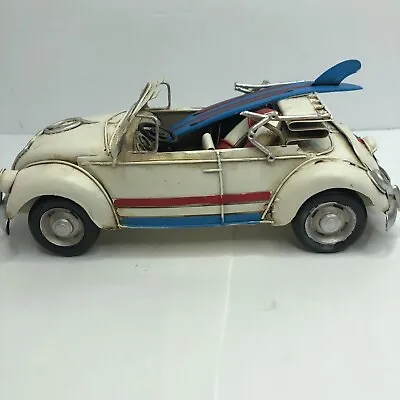 $33.96 • Buy Vintage VW Beetle Convertible With Surfboard Hand Made Metal Décor
