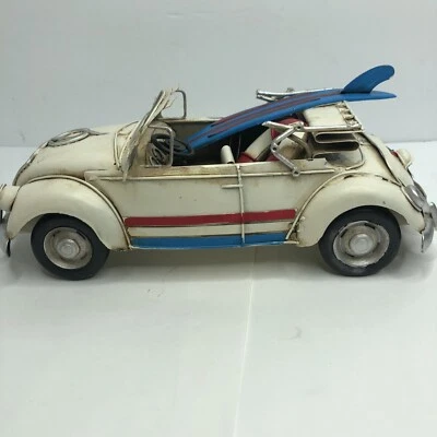 $33.96 • Buy Vintage VW Beetle Convertible With Surfboard Hand Made Metal Décor