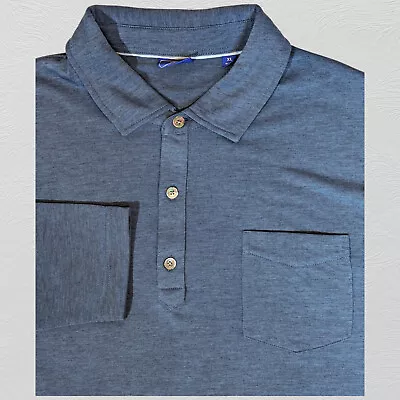 FootJoy Men Jersey Shirt Performance LS Golf Polo Pocket XL Bluestone Heather • $28