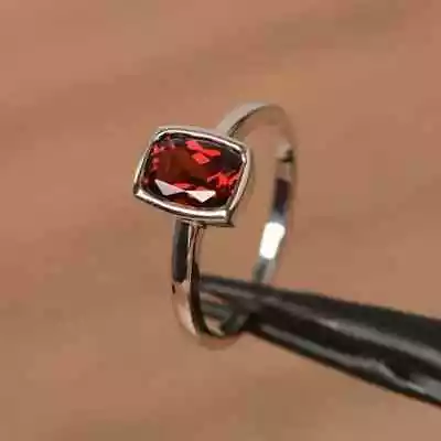 Garnet Gemstone 925 Sterling Silver Handmade Ring Valentine Day Jewelry N2 • $11.81