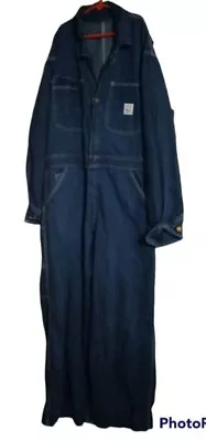 Vintage Pointer Brand Men's Dark Wash Denim Double Zip Up Coveralls • $99.99