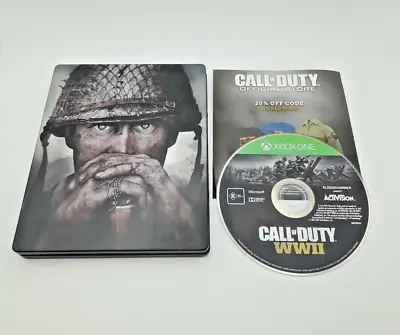 Call Of Duty WWII Steel Book Case XBOX One VGC PAL - Free Postage • $28.95
