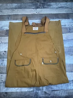 VTG Saftbak Men 38 X 30 Canvas Bib Overalls Hunting Workwear Unlined Brown USA • $34.99