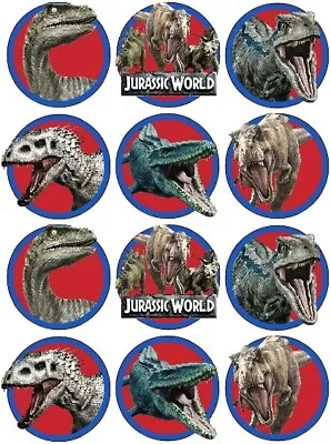 24 Jurassic World Park Dinosaur Cup Cake Toppers Edible Party Decorations • £2.38