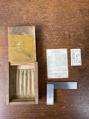 Vintage MOORE & WRIGHT Precision Ground 2.75 Square Wood Box Machinist Tool • $45