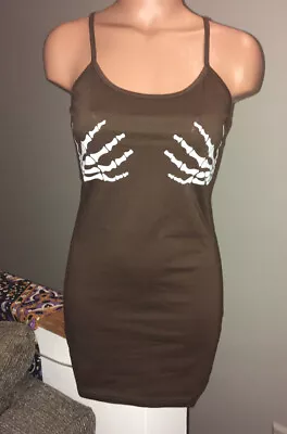 ZAFUL Brown Skeleton Hands Mini Bodycon Dress Medium NWT • $16