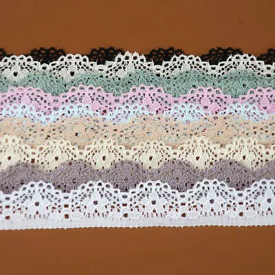 £3.03 • Buy 10 Yards Elastic Flower Embroidered Lace 15mm Trim Ribbon Fringe Lingerie Sewing