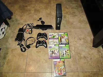 MICROSOFT XBOX 360 250GB CONSOLE S BUNDLE 2 CONTROLLERS 5 GAMES KINECT  • $97.74