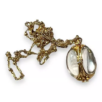 Metropolitan Museum Amulet Pendant Necklace 24k Gold Plated Chain Swarovski Crys • $45.99