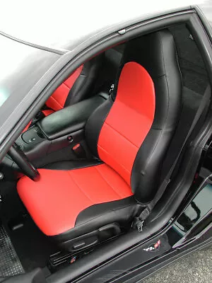 For Chevy Corvette C5 1997-2004 Black/red Iggee Custom Fit 2 Front Seat Covers • $159