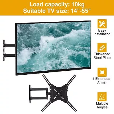 TV Wall  Tilt Swivel Swing Arm Mount Bracket 24/28/32/40/43/49/50/55 Inch LCD • £8.99