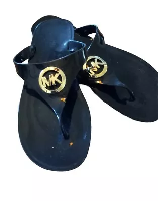  Michael Kors Lillie Jelly Thong Sandals Flip Flops Size 10 Black • $20
