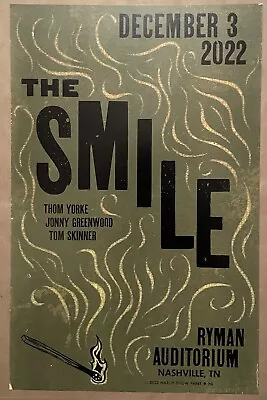 $325 • Buy The Smile - Radiohead - Hatch Show Print - Ryman Auditorium - Nashville - Poster