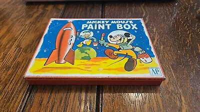 Vintage Mickey Mouse Paint Box Tin Rocket Spaceship • $19.99