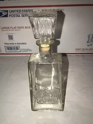 Vintage Crown Royal Whiskey Bottle Empty Decanter Liquor Glass Embossed   M6 • $29.99