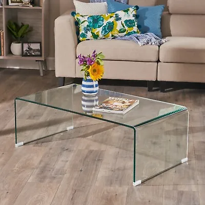 Modern Minimalistic Tempered Glass Coffee Table Clear • $262.08