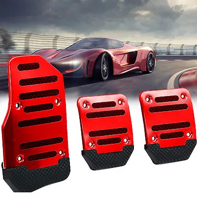 3x Non-Slip Manual Gas Brake Foot Pedal Pad Cover Car Accessories Red Universal✔ • $10.97