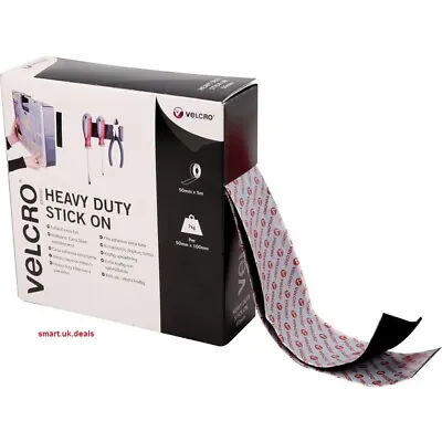 Velcro Heavy Duty Stick On Tape Adhesive Roll Black 50mm X 5m • £38.99