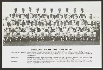 1965 Milwaukee Braves B&w Team Photo - Aaron Torre Mathews Alou Niekro Carty   • $7.50