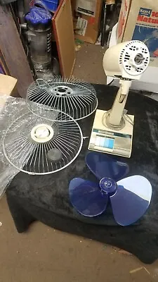 Vintage Galaxy 12  3 Speed Oscillating Fan Blue & White Model 3150 Tested • $99.99