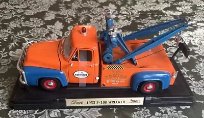 Road Signature 1953 Ford F-100 Wrecker Tow Truck Orange 1:18 Nice! • $30