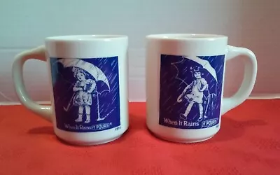 Lot Of 2 Morton Salt Coffee Mugs When It Rains It Pours 1914 1921 Versions  • $14.25