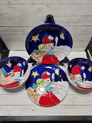 La Musa Red Clay Pottery Plates And Bowls Christmas Hand Painted In Italy • $70