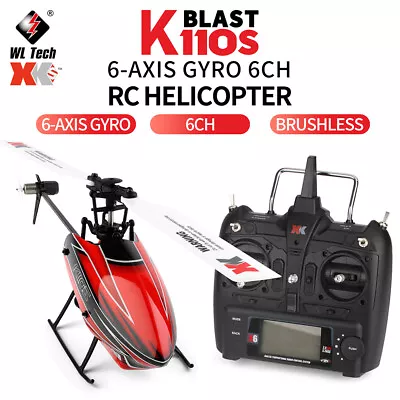 Wltoys XK K110S 6CH 3D 6G System Single Paddle Brushless RC Helicopter Aircraft • $131.78