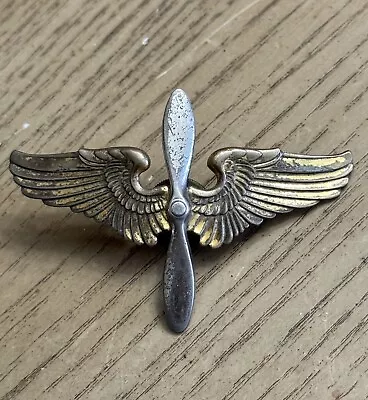 Rare Civil War Glider Pilots Sterling Silver Propeller Wings Badge • $32