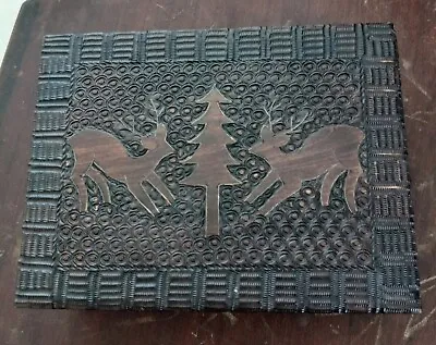 Vintage REUGE Carved Music Box Switzerland Deer & Trees MusBox Needs Repair  • $21