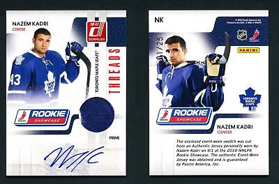 2010 DONRUSS HOCKEY ROOKIE SHOWCASE NAZEM KADRI RC RPA Rookie Patch Auto 1/25* • $80