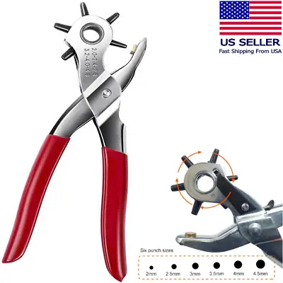 9  Leather Hole Punch Hand Pliers Belt Holes 6 Sized Puncher Heavy Duty Tool New • $6.11