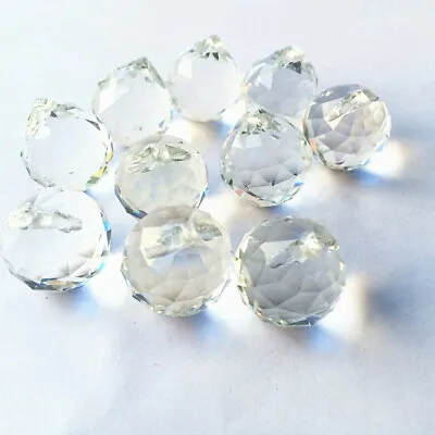 10PC Clear 20MM Fengshui Faceted Prism Ball Crystal Hanging Suncatcher Pendant • $10.49