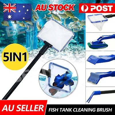 $11.85 • Buy Fish Tank Gravel 5in1 Water Aquarium Cleaning Tool Vacuum Glass Cleaner Brush