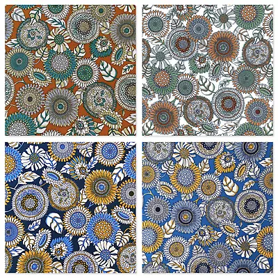 70'S FLORAL  RETRO  100% Cotton Fabric Sewing  **UK SELLER**  Rose & Hubble • £7.29