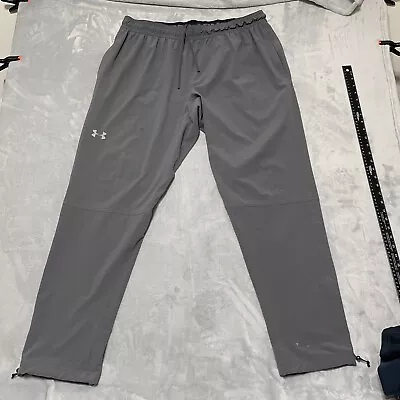 Under Armour Storm Pants Mens XXL Grey Joggers HeatGear Fitted Mesh Adj Ankle* • $19.89