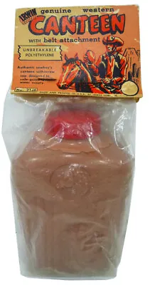 Vintage WESTERN TOY CANTEEN (1960's) SEALED!!! Cowboy Accessories GREAT GRAPHICS • $19.95