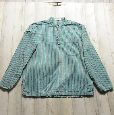 Fabindia Shirt Mens 38 Green Long Sleeve Pullover Tunic • $22.88