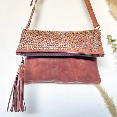 Moroccan Leather Genuine Bag Handmade Crossbody Shoulder Handbag Purse Studded • $69.95