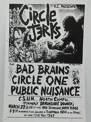 $14.95 • Buy  Circle Jerks Bad Brains 1981 Classic La Punk Concert Poster Devonshire Downs