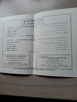 Variety Theatre Programme 1956colwyn Bay Pavilion Freddie Forbes • £8