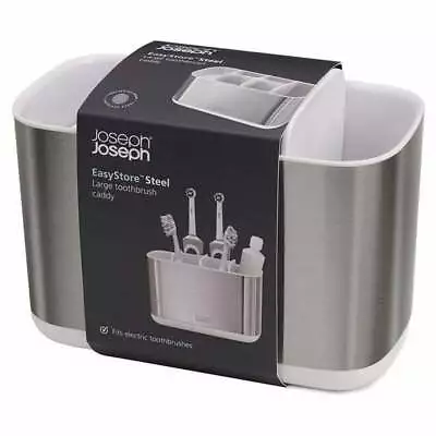 Joseph Joseph EasyStore Steel Toothbrush Caddy Large White Bathroom • $37.42