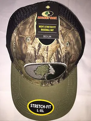 Mossy Oak Men's Stretch Fit Baseball Hat L-XL Mesh Back Stitch Logo NWT • $9.99