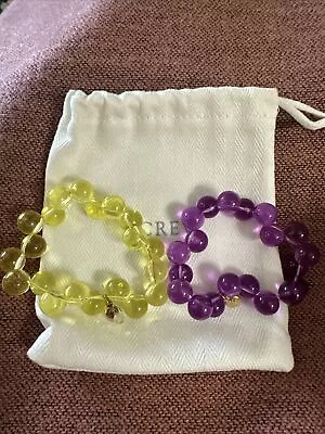 J Crew Beaded Bracelets Yellow And Purple Crew Cut On Gold Tag • $12.99