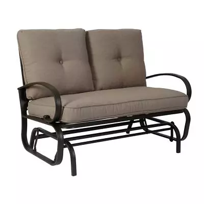 KOZYARD Rocking Love Seats Swing Bench Rocker Wrought Iron Glider Beige • $166.58