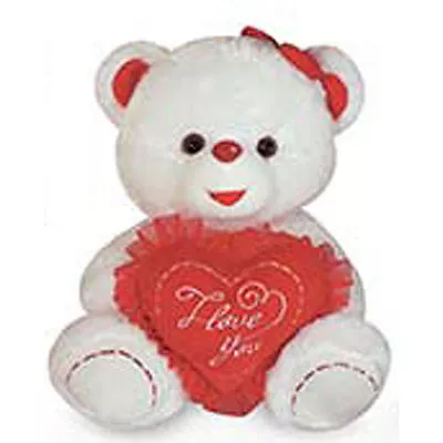 14  White Plush Teddy Bear With Bow & Red I Love You Stitch Heart NEW 490R • $17.95