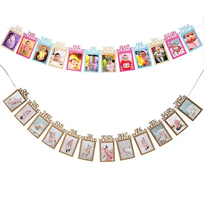 1st Birthday Party Recording Banner 12 Months Photo Garland Bunting Decorations • £3.69