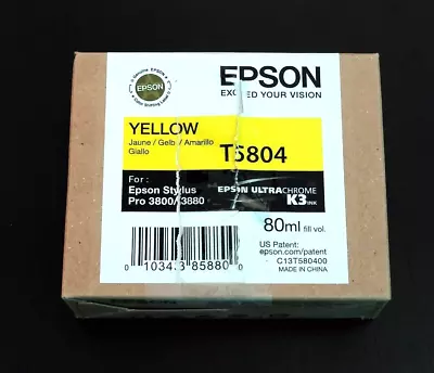 Label Damage 12-2017 Genuine Epson Pro 3800 3880 Yellow K3 Ink T5804 T580400 • $50.89