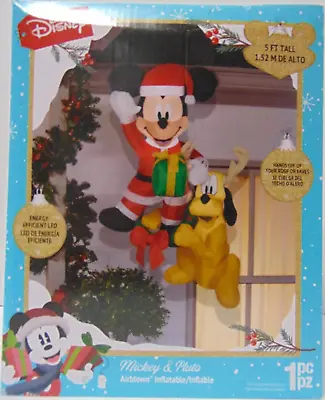 Disney MICKEY & PLUTO 5 Ft Tall LED Lights Hanging Inflatable Gemmy Airblown NIB • $67.45