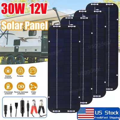 30W Solar Panel 12V Trickle Charger Battery Charger Kit Maintainer Marine Car RV • $13.35